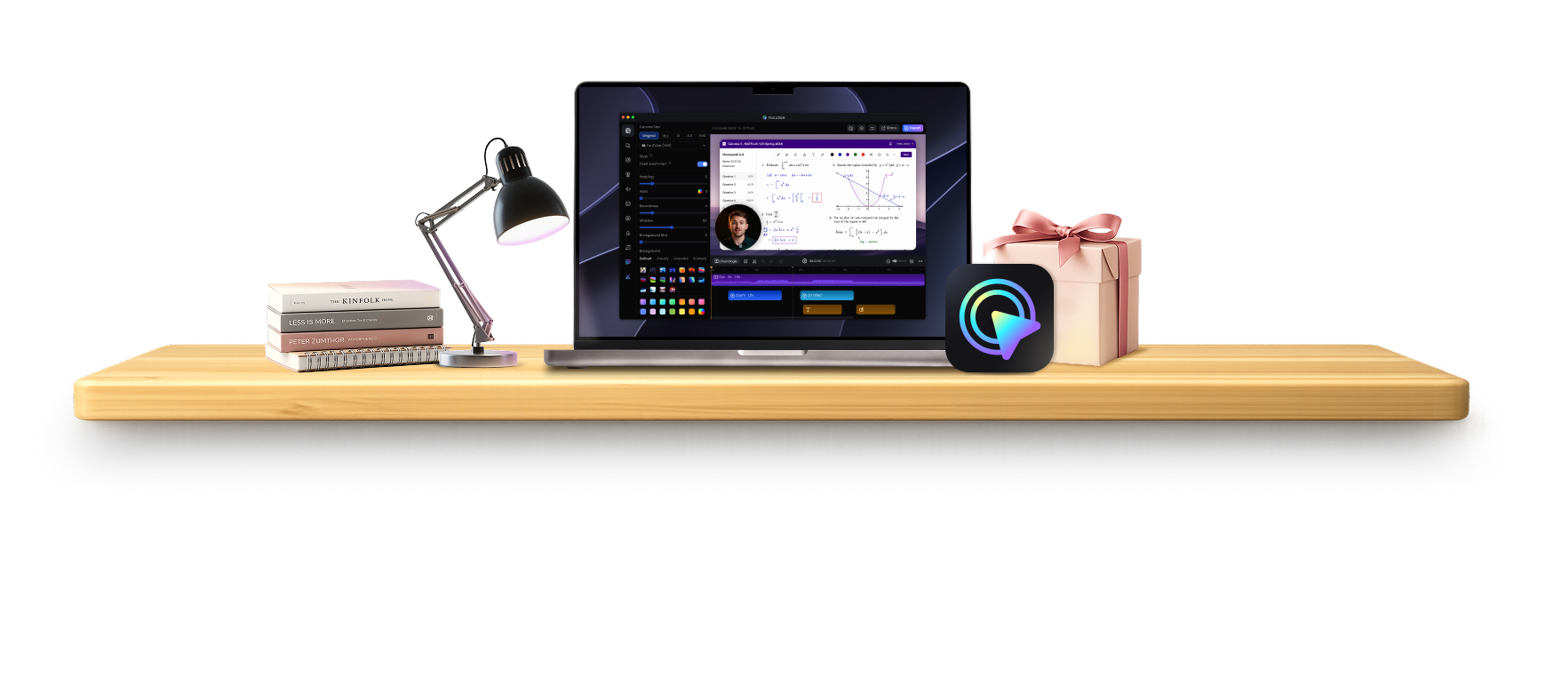 FocuSee workspace displayed on a study desk