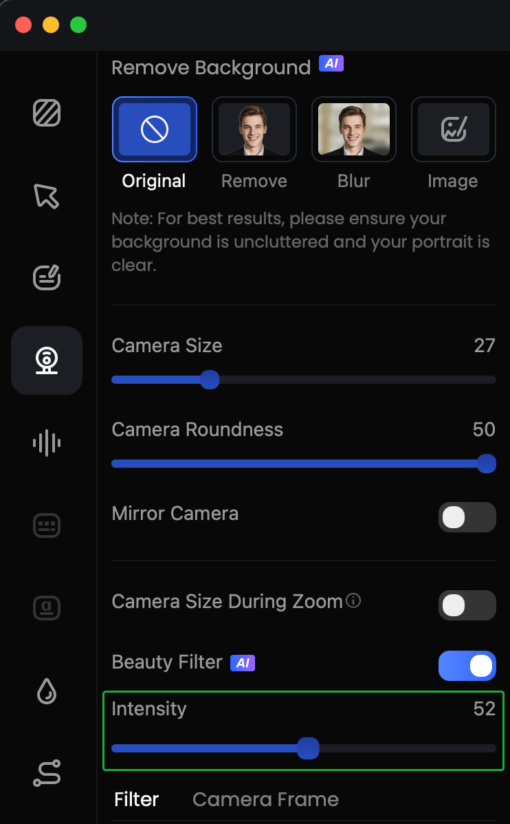 Adjust Beauty Parameters