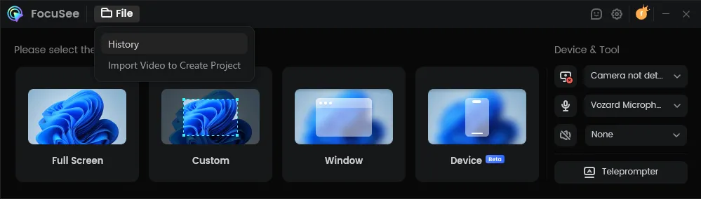 Select History Option