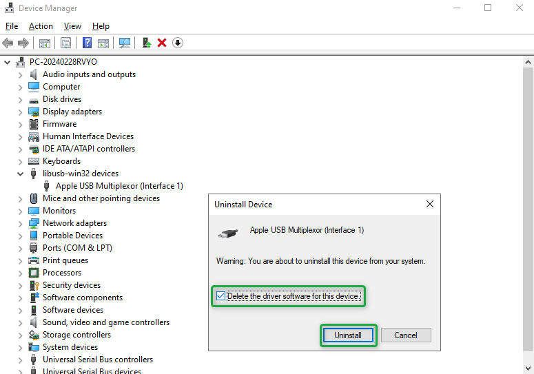 Click Uninstall Button