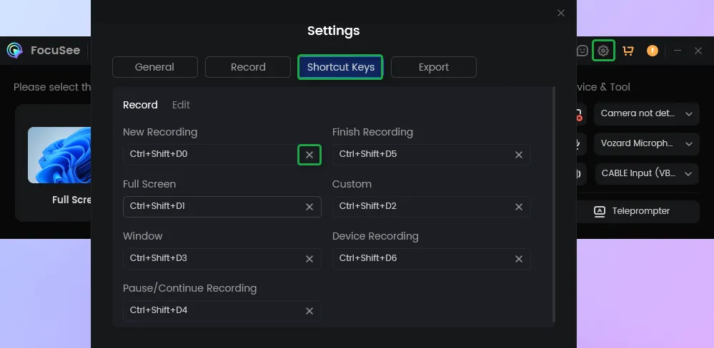 Cancel Keyboard Shortcuts