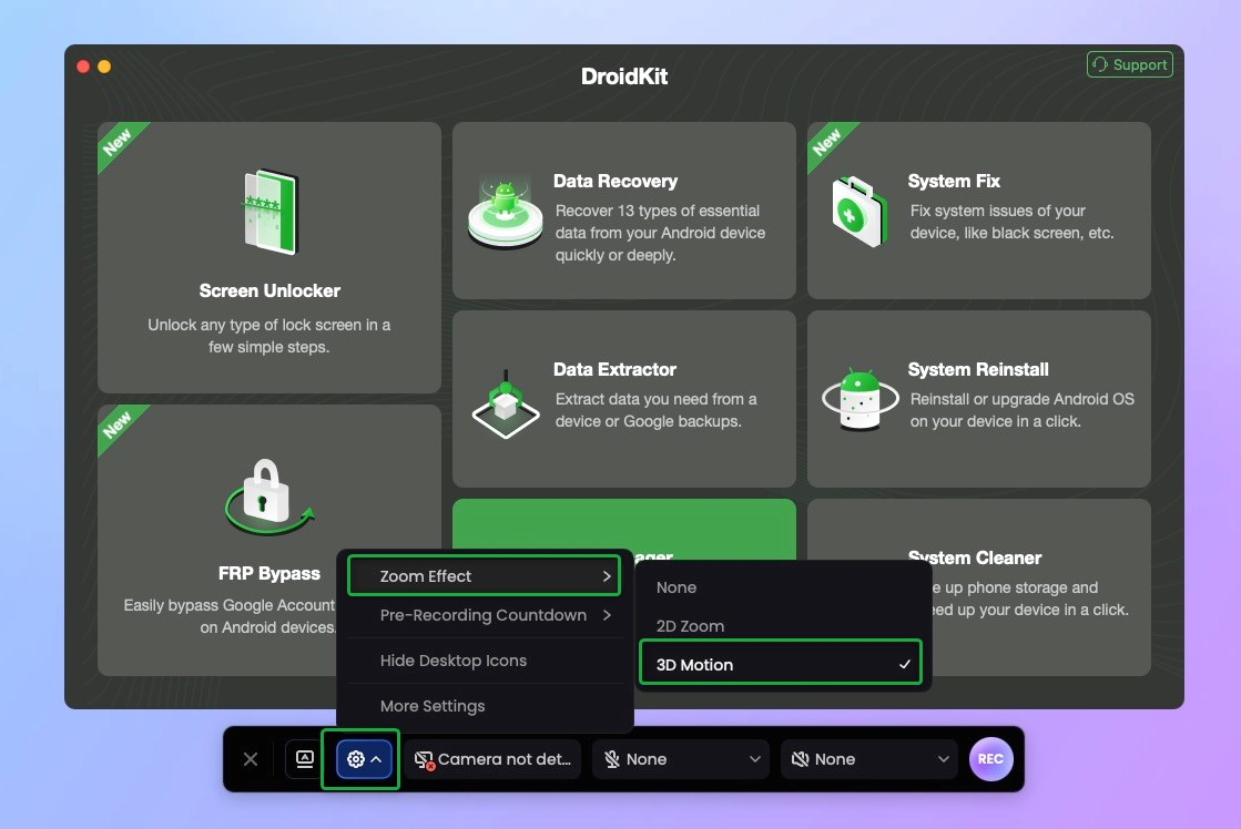 Set 3D Motion Before Recording