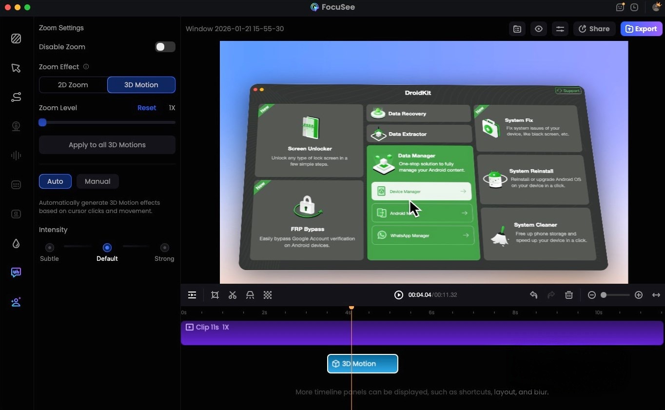 Generate 3D Motion Effect in Zoom Track