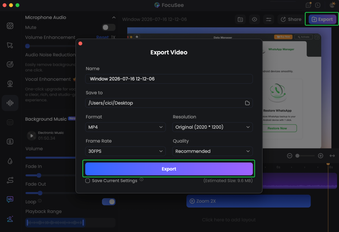 Export Your Video