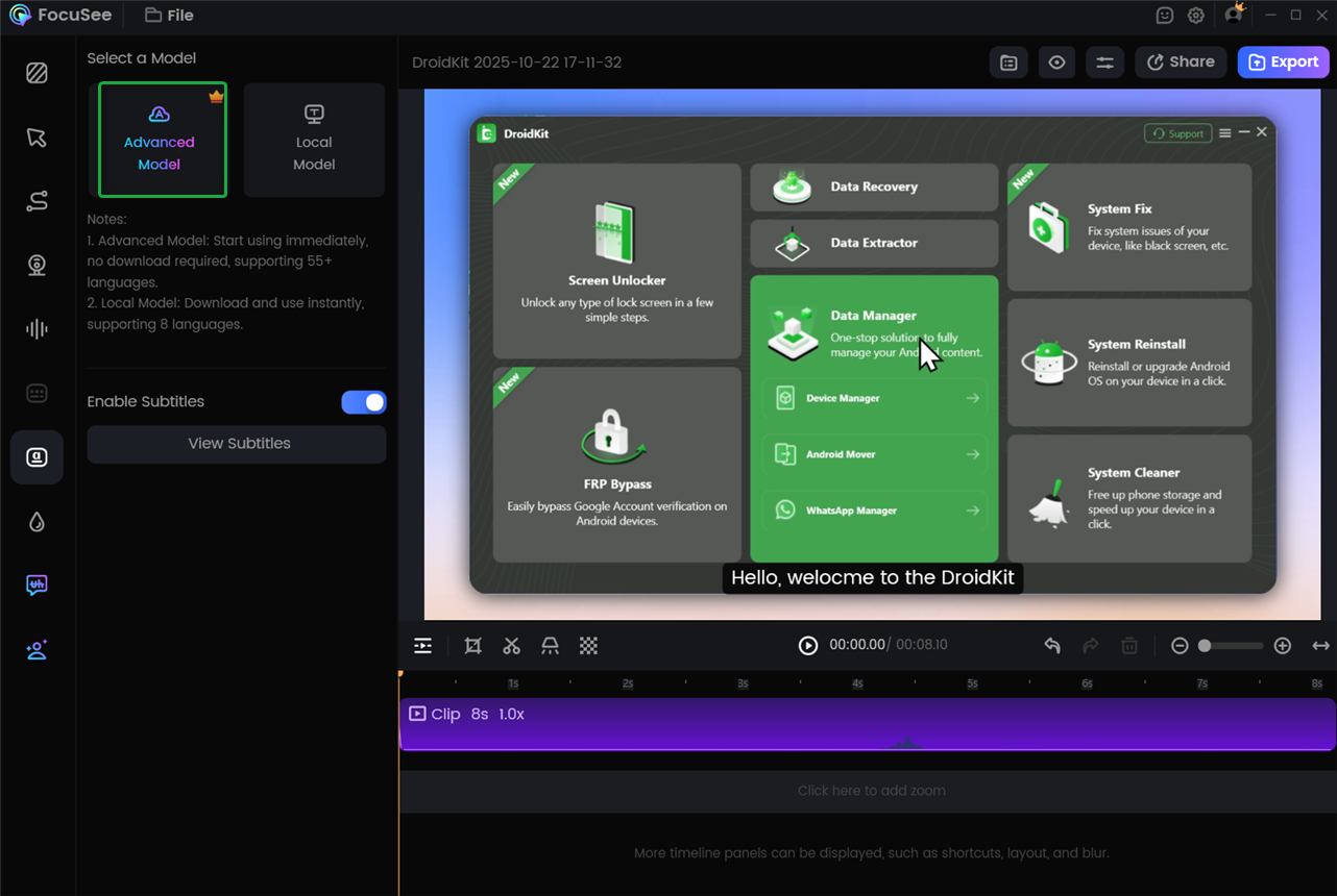 Back to Regenerate Subtitles