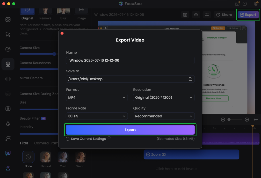 Export Your Video