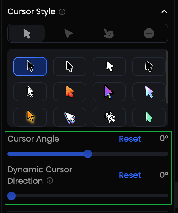Adjust Cursor Angle and Dynamic Cursor Direction