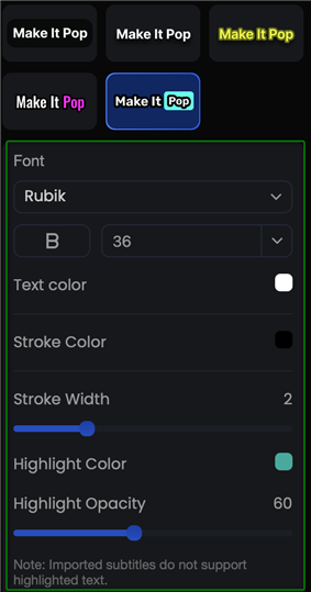 Customize Subtitle Settings