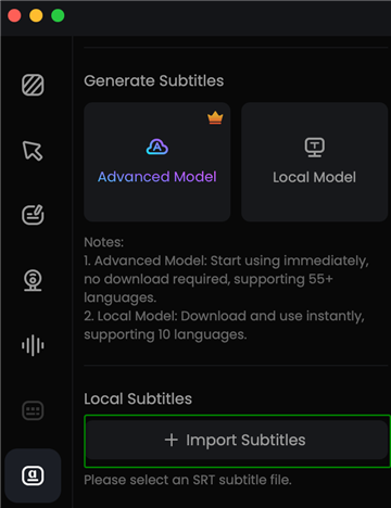 Import SRT Subtitle File