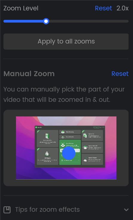 Set Zoom Size and Adjust Position