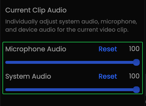 Adjust Current Clip Audio