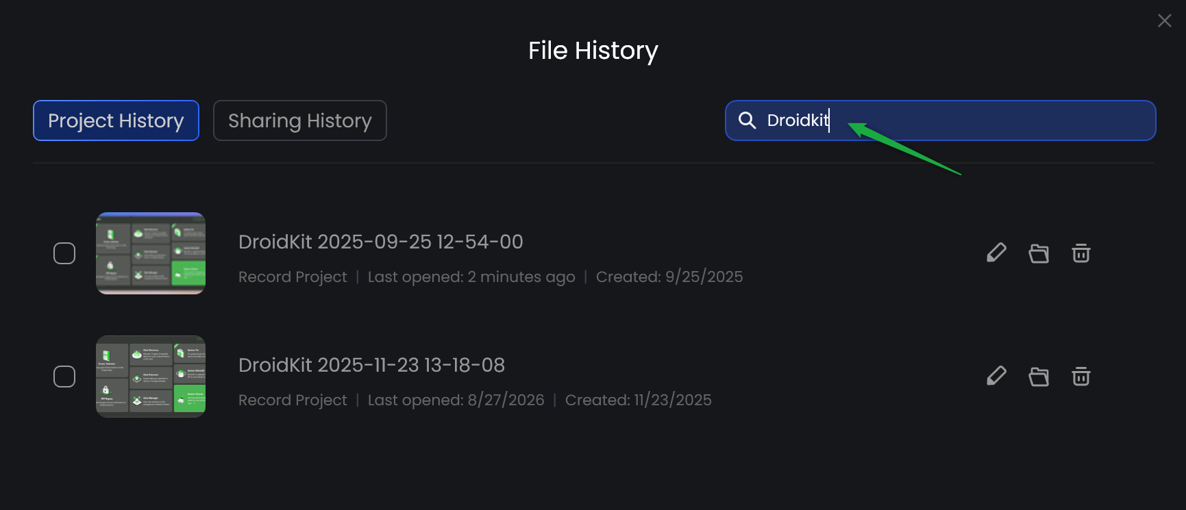 Search Project Files