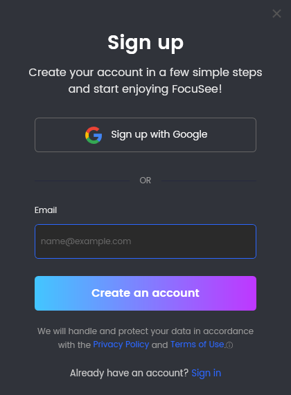 Click Create an Account Button