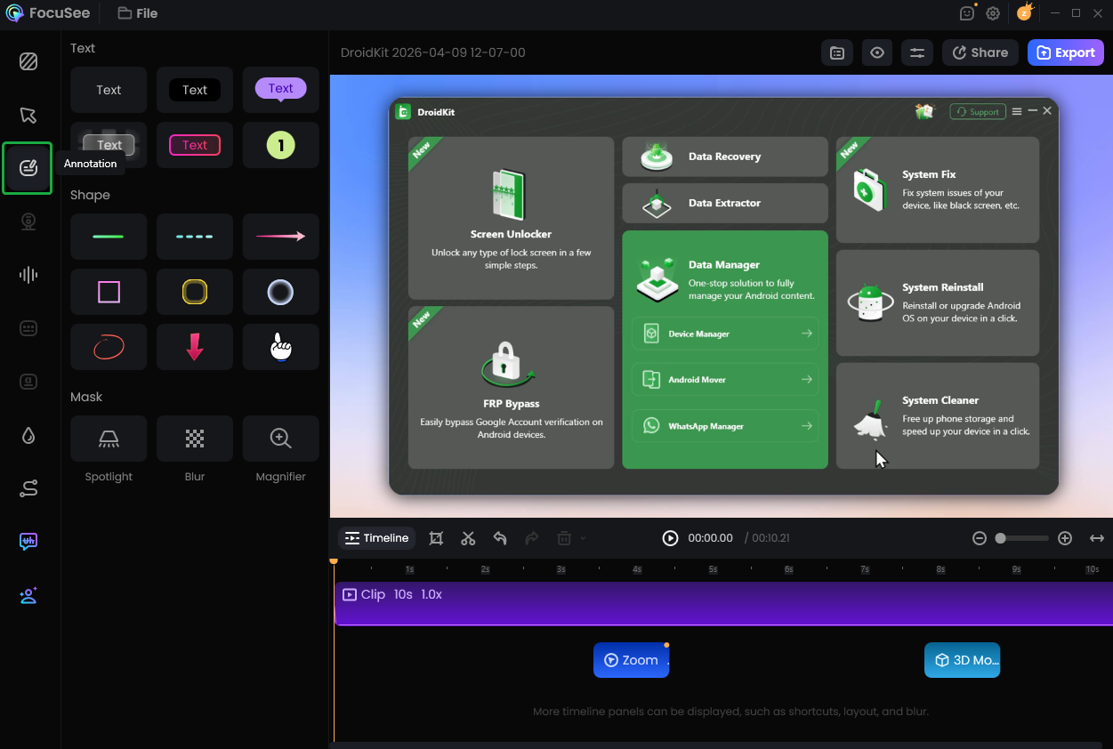 Click Annotation  Button