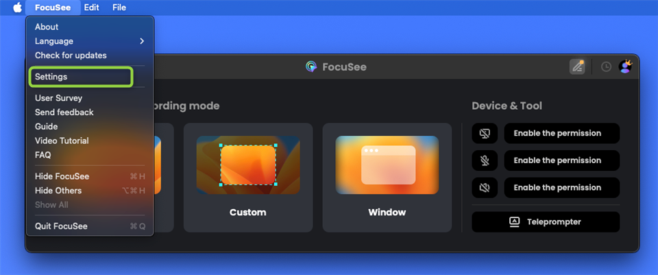 Navigate to the Settings Icon 