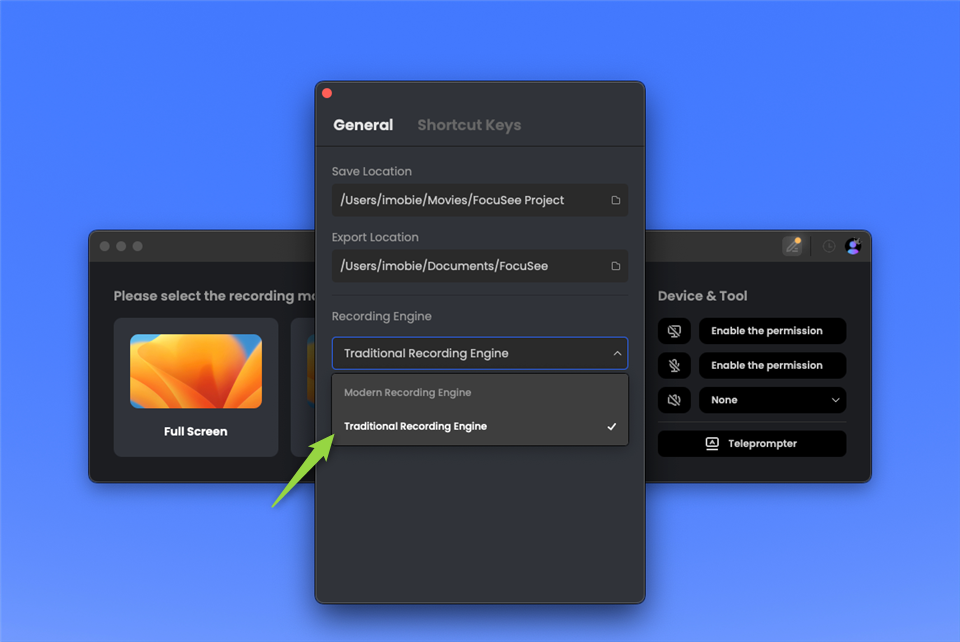 Choose Traditional Recording Engine