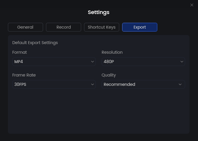 Configure Export Settings