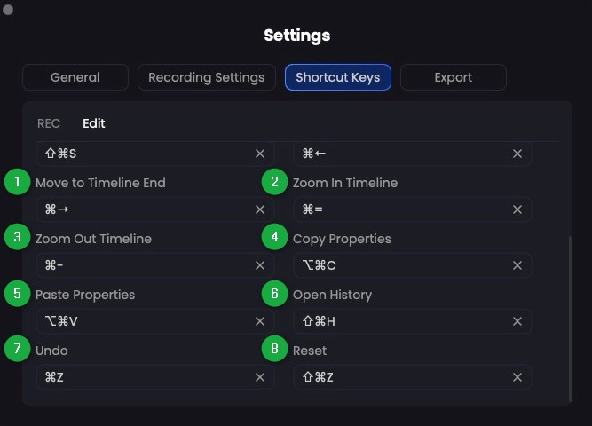 Show More Editing Shortcuts