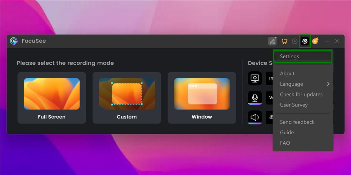 Click Settings Icon