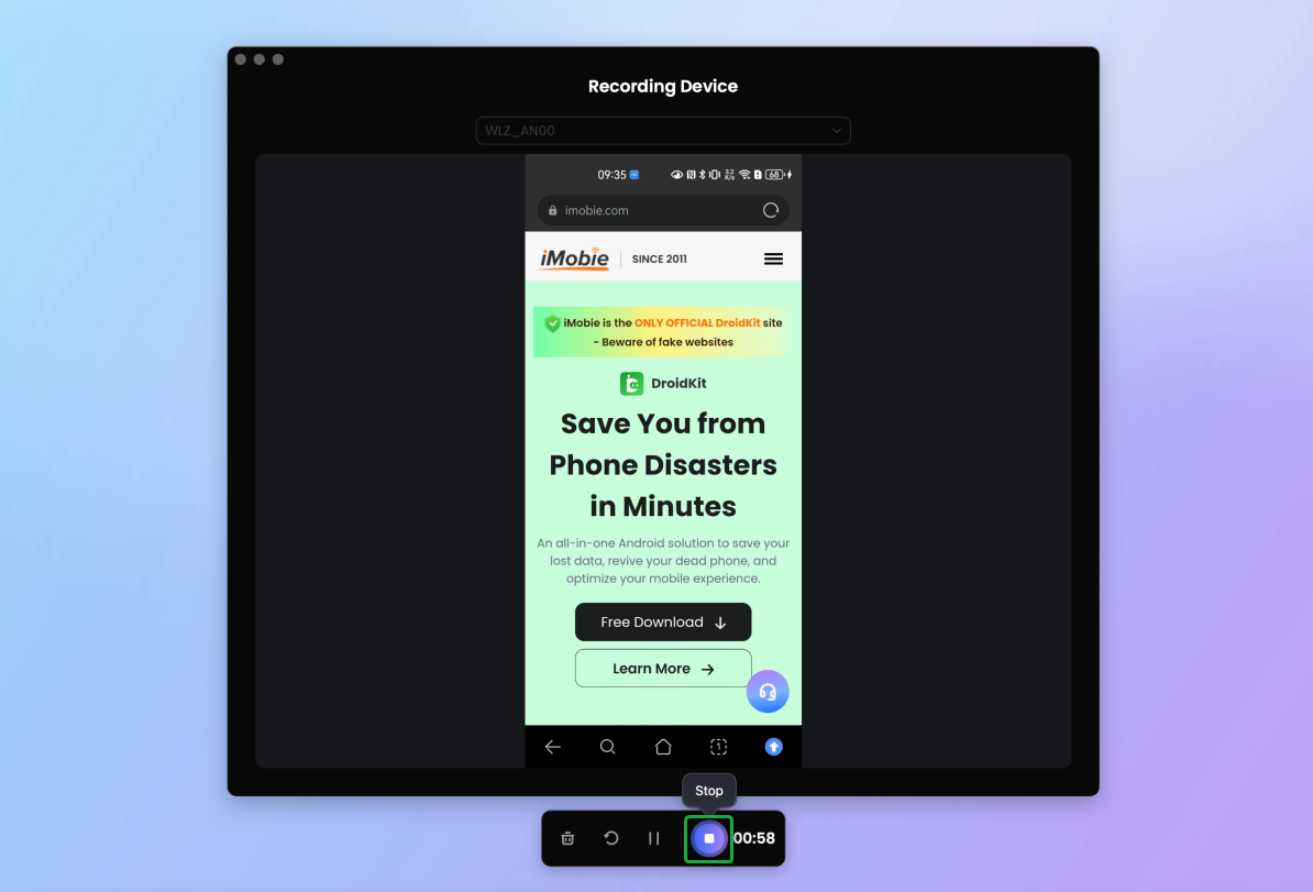 Click Stop Icon to Complete the Recording