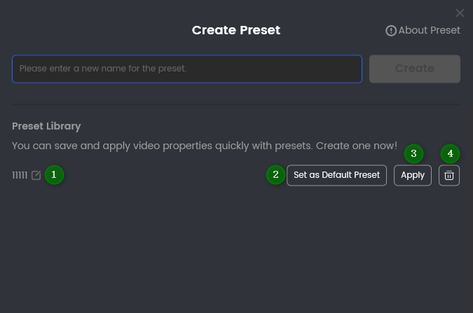 Rename the Preset