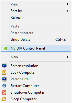 Select NVIDIA Control Panel