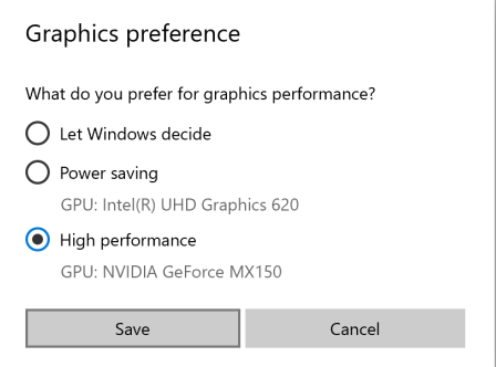 Choose the High Performance Option