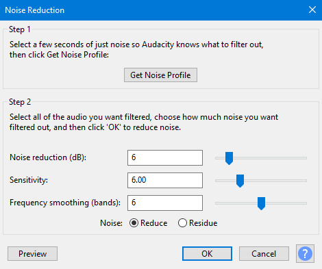 Audacity Noise Reduction