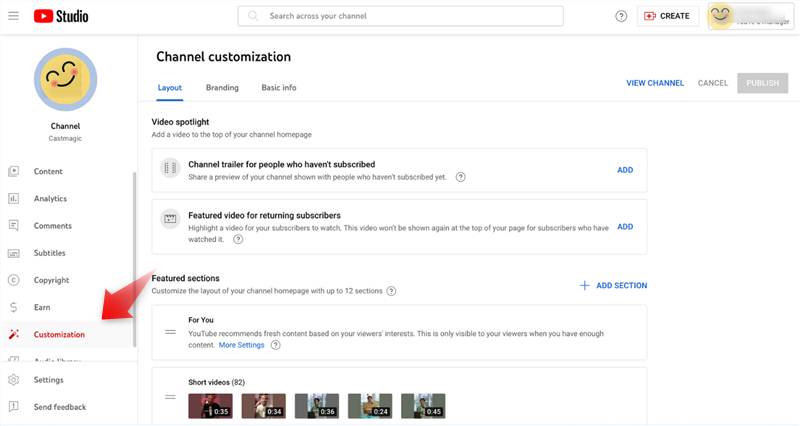 YouTube Studio Customization