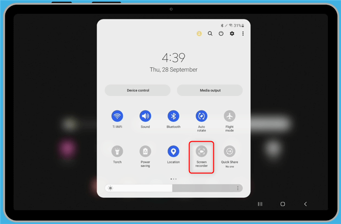Find the Screen Recorder Icon on Samsung Tablet