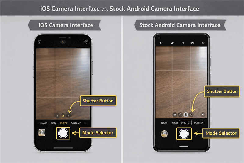 Comparison of Camera Interfaces - IOS vs Android