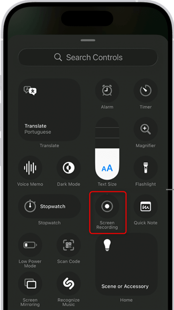 Add Screen Recording to Control Center