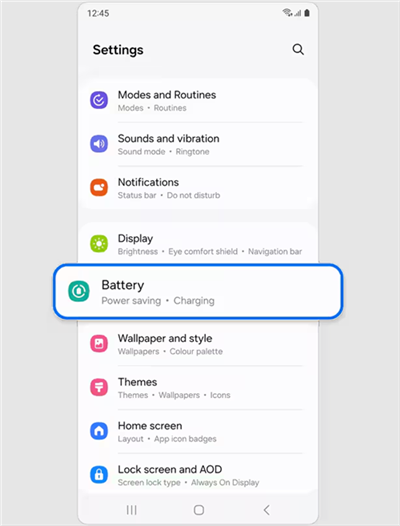 Samsung Phone Battery Settings