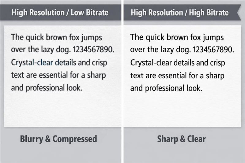 Screen Comparing - Low Bitrate Artifacts vs High bitrate