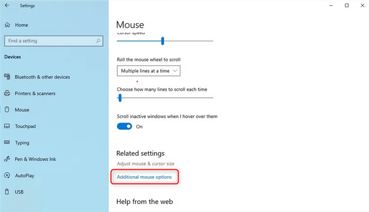Additional Mouse Settings