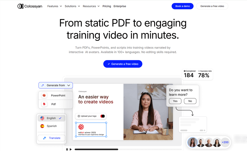 Avatar Video Generator - Colossyan