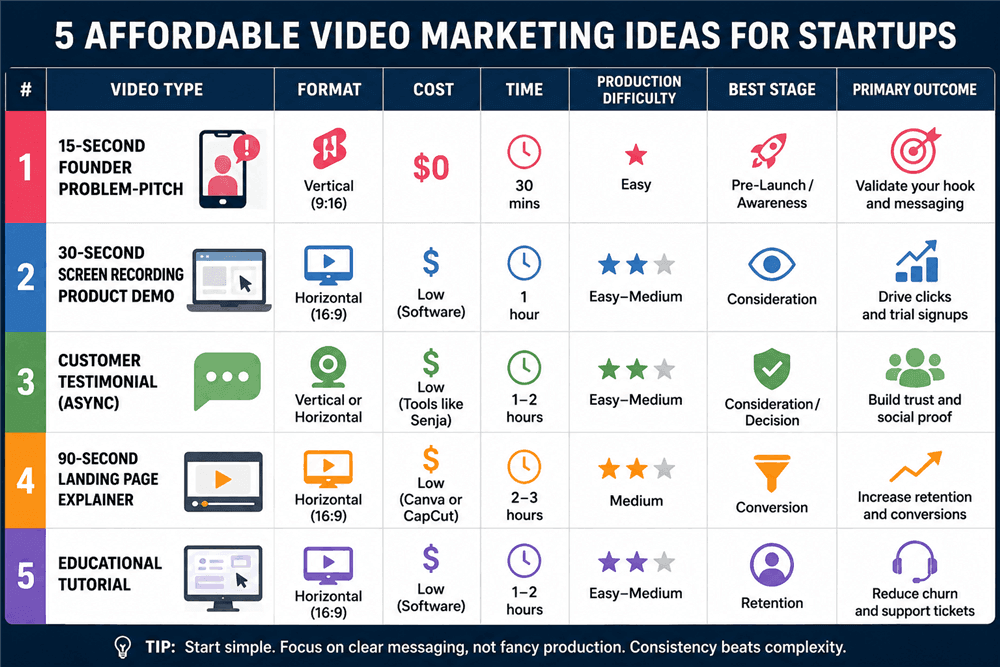 5 Affordable Video Marketing Ideas for Startups