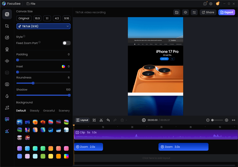 Create the TikTok Video with FocuSee