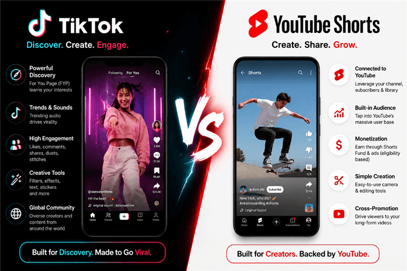 TikTok vs YouTube Shorts