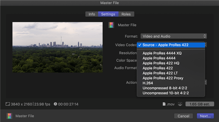 Final Cut Pro Export Settings