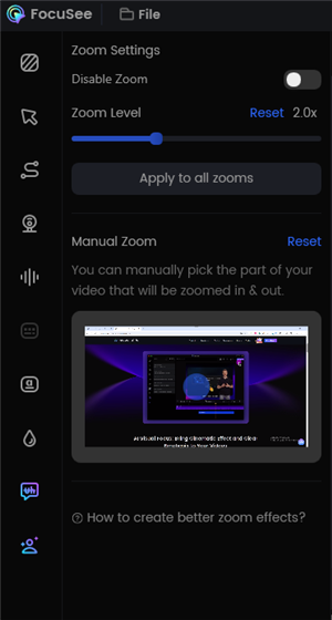 FocuSee Zoom Settings