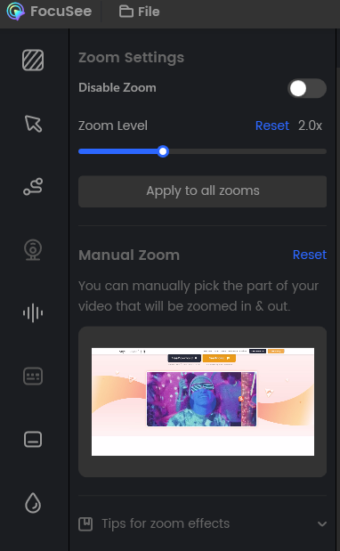 Change the Zoom Settings