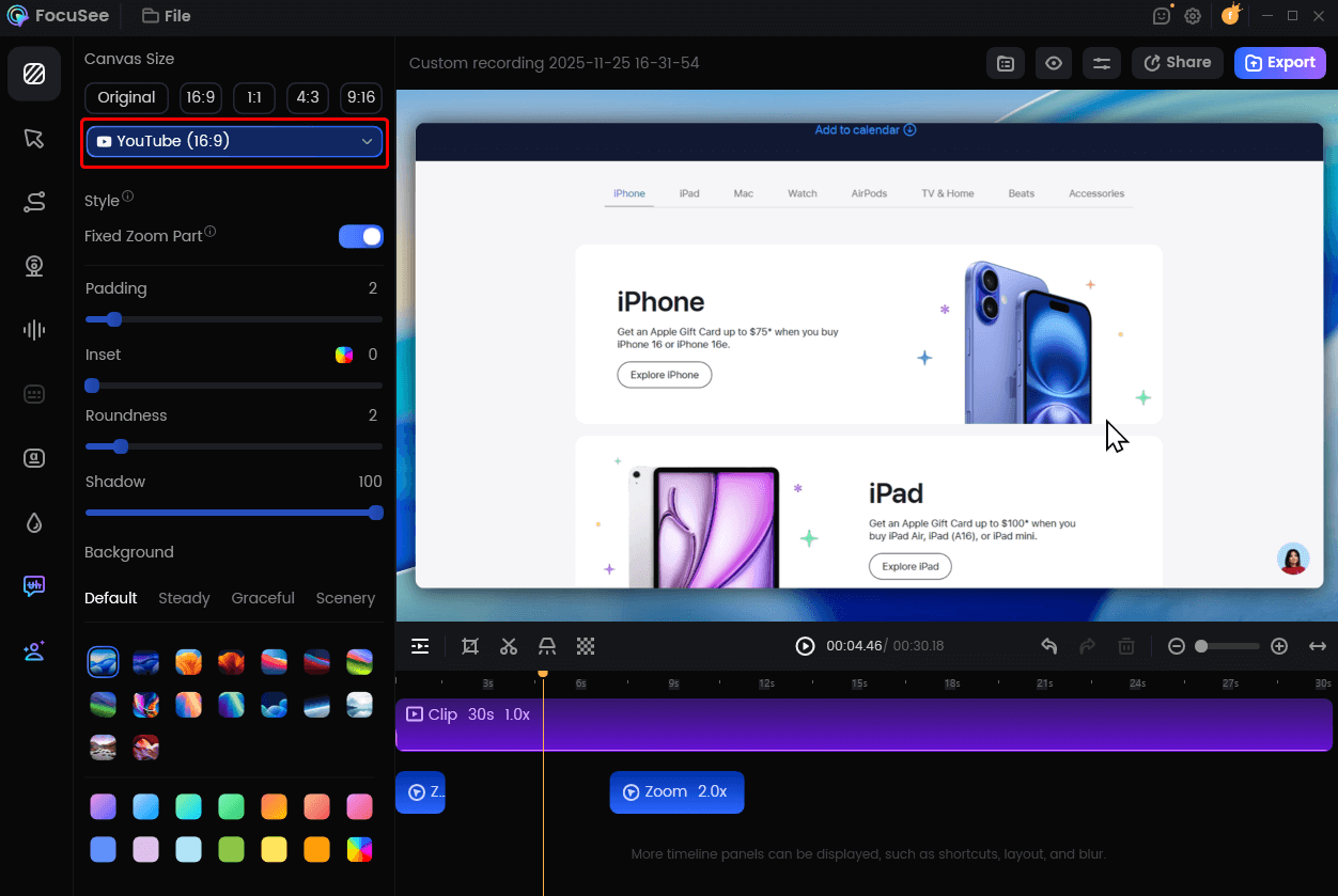 Change Video Size for YouTube