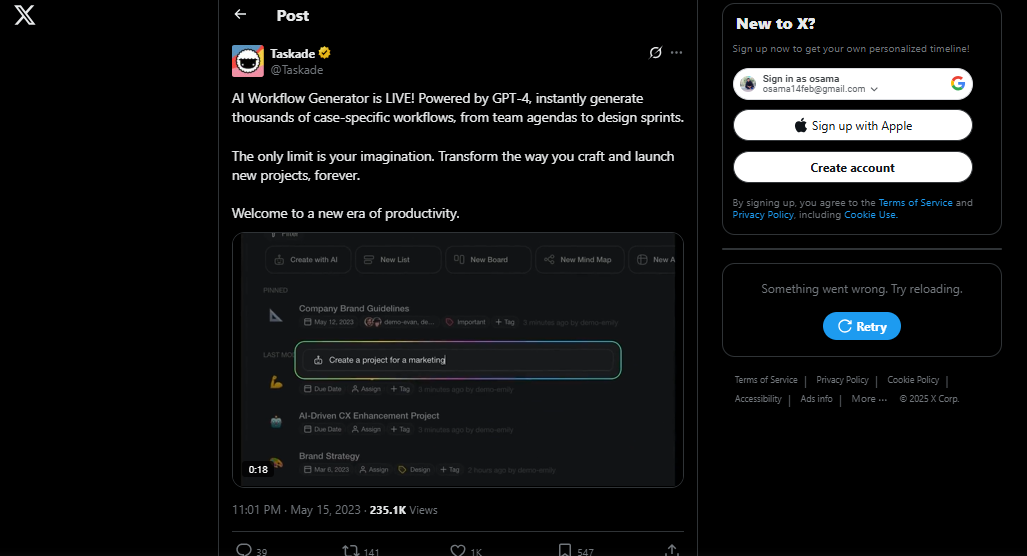 Taskade AI Workflow Generator