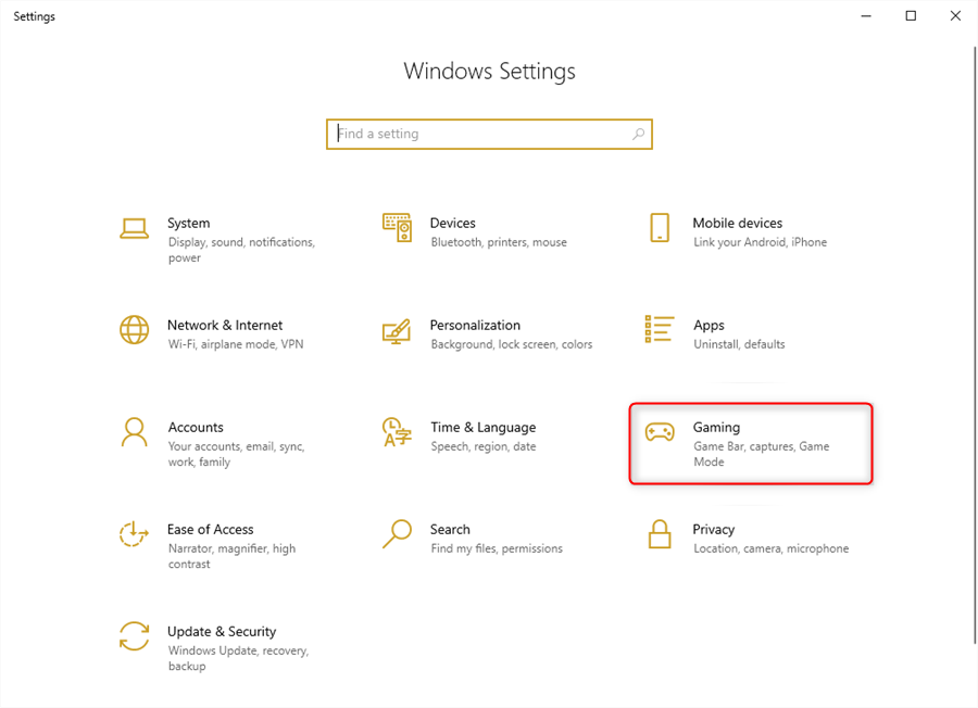 Launch Settings on Windows Computer