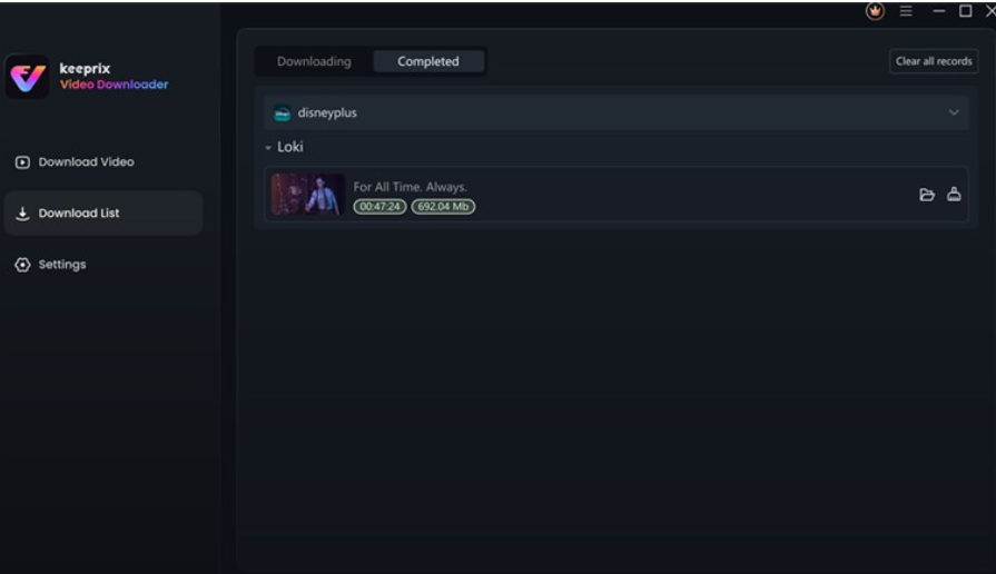Move to the Completed Tab