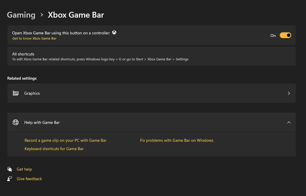 Open Xbox Game Bar