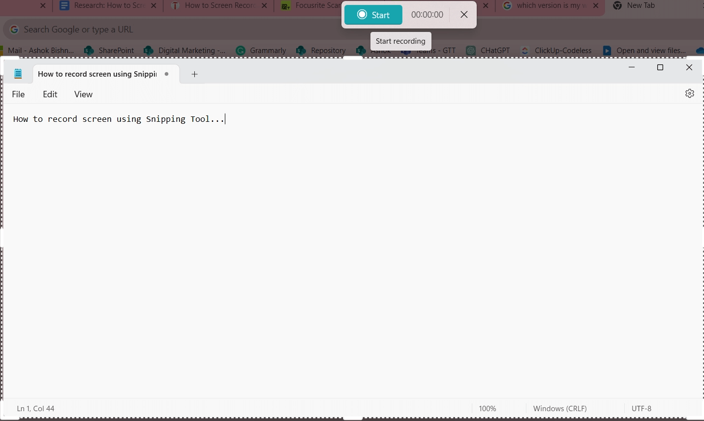 Click the Start Recording Button