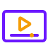 Purple microphone on black background